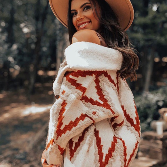 New Quilted Cardigan Sweater Coat / Women's Shacket Western Boho Jacket - Picture 2 of 13